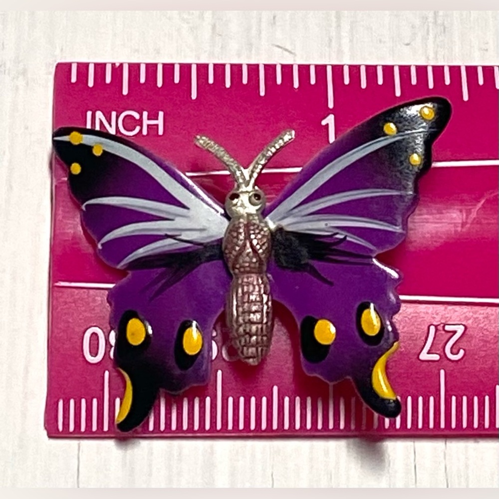 KORO Purple Metal Hand Painted Butterfly Brooch Vintage Boho Fairy Whimsigoth - Picture 7 of 10